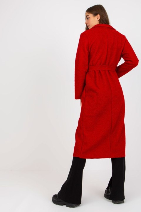 Płaszcz Damski Model TW-PL-BI-5220.63 Dark Red - Och Bella - uniwersalny Płaszcz Damski Model TW-PL-BI-5220.63 Dark Red - Och Bella - uniwersalny