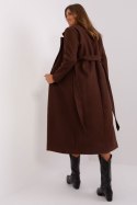 Płaszcz Damski Model TW-PL-BI-5312-1.31 Dark Brown - Och Bella - L Płaszcz Damski Model TW-PL-BI-5312-1.31 Dark Brown - Och Bella - L