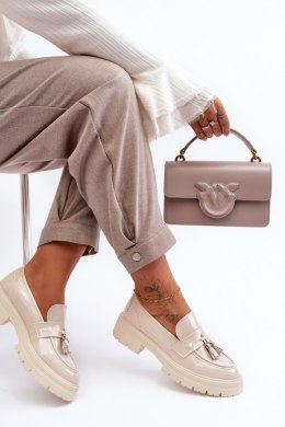 Półbuty Model Velenase YL189 Light Beige Lakier - Step in style - 38