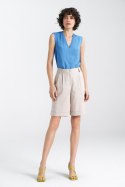 Krótkie lniane spodnie typu szorty SD86 Beige - Nife - 42 Krótkie lniane spodnie typu szorty SD86 Beige - Nife - 42
