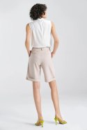 Krótkie lniane spodnie typu szorty SD86 Beige - Nife - 42 Krótkie lniane spodnie typu szorty SD86 Beige - Nife - 42