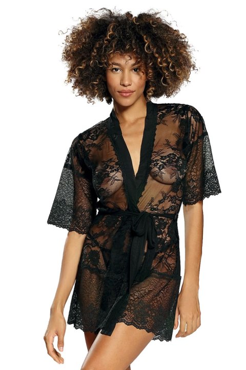 Komplet Szlafrok Model Anastazja Black - DKaren - XXL Komplet Szlafrok Model Anastazja Black - DKaren - XXL