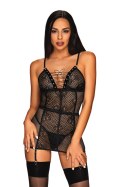 Komplet Model Basitta Chemise Black - Obsessive - S/M Komplet Model Basitta Chemise Black - Obsessive - S/M