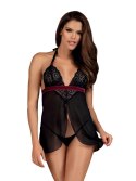 Komplet Model Rossita Babydoll Black - Obsessive - L/XL Komplet Model Rossita Babydoll Black - Obsessive - L/XL