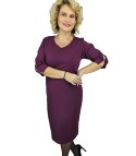 Elegancka sukienka midi ołówkowa z ozdobnymi rękawami LIDIA (Fioletowy) Elegancka sukienka midi ołówkowa z ozdobnymi rękawami LIDIA (Fioletowy)
