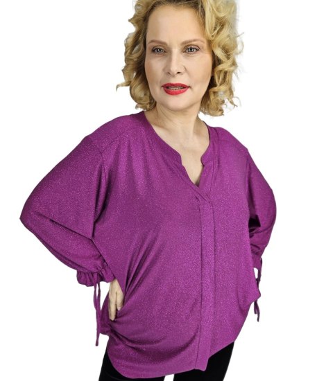 Elegancka koszula Tunika oversize Brokatowa Luźna Stylowa PENELOPA (Fioletowy) Elegancka koszula Tunika oversize Brokatowa Luźna Stylowa PENELOPA (Fioletowy)
