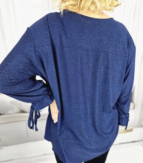 Elegancka koszula Tunika oversize Brokatowa Luźna Stylowa PENELOPA (Granatowy) Elegancka koszula Tunika oversize Brokatowa Luźna Stylowa PENELOPA (Granatowy)