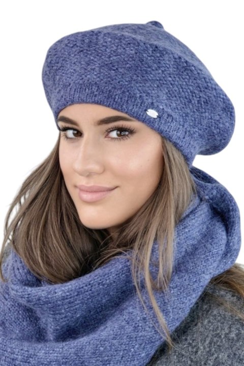 OFELIA zimowy beret damski kolor jeans - Kamea - uniwersalny OFELIA zimowy beret damski kolor jeans - Kamea - uniwersalny