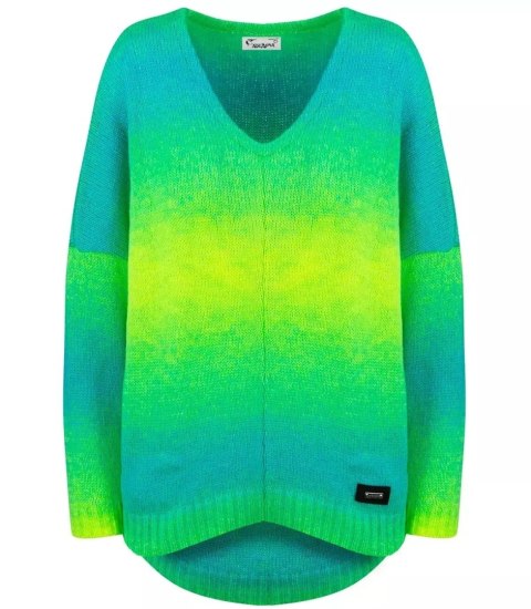 Ciepły damski sweter oversize piękny OMBRE (Zielony) Ciepły damski sweter oversize piękny OMBRE (Zielony)